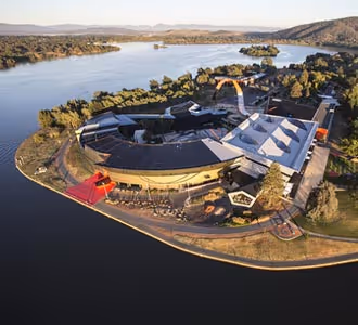 Image of the National Museum of Australia from an aerial view.